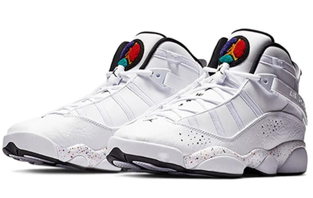NIKE AIR JORDAN 6 Rings Mid Confetti White GS Sz 5Y/Women 7